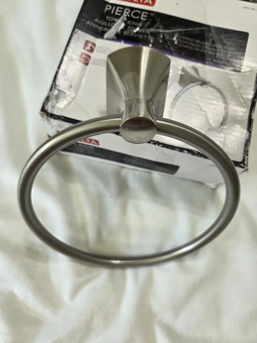 Delta Pierce Brushed Nickel Towel Ring PRC46-BN with Spotshield